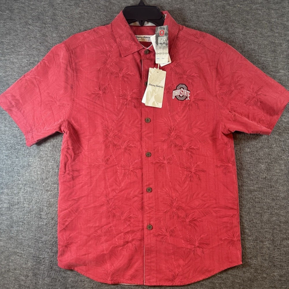 Ohio State Buckeye Tommy Bahama IslandZone Coconut Point Hawaiian Shirt Sz S NEW - Picture 2 of 11